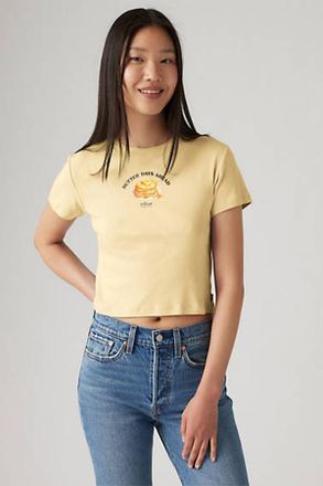 Levi's Graphic Mini Ringer Tee - Donna - M - Giallo / Lse_Yellow Mellow Butter Days Ahead Yello