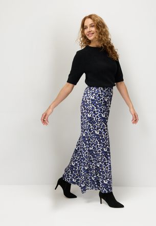 Lascana Webhose LASCANA, Damen, Gr. 34, N-Gr, blau (blau leo), Satin, Obermaterial: 100% Polyester, figurumspielend lang, Hosen Webhose, aus leichter Satinqua