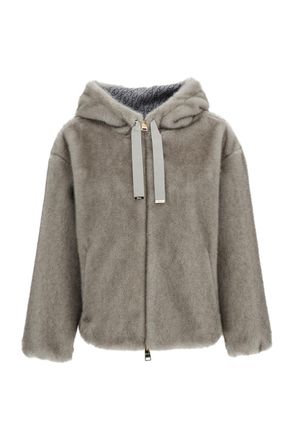 Herno Short Bomber Jacket in Plush Faux Fur