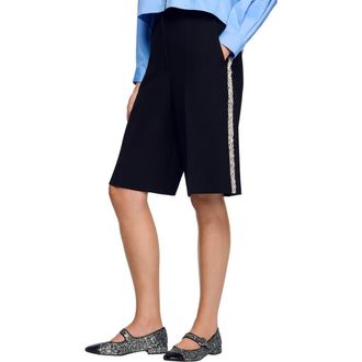 Sandro Bermuda with rhinestone stripe in Black at Nordstrom, Size 34 Eu