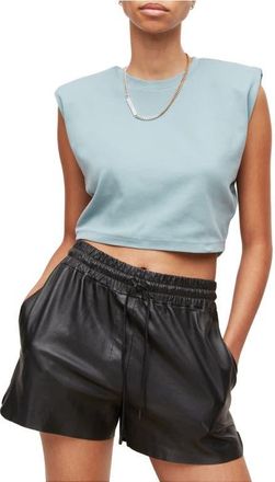 AllSaints Coni Crop Muscle Tank in Dusk Blue at Nordstrom, Size X-Small