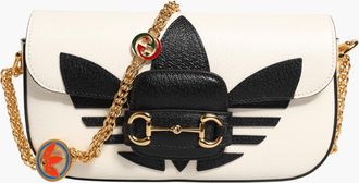 Gucci Gucci x Adidas Horsebit 1955 White Black Calfskin Leather Shoulder Womens Bag (Pre-Owned)