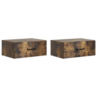 vidaXL Mesita De Noche De Pared 2 Pcs Roble Ahumado 49 X 34,5 X 20 Cm Vidaxl