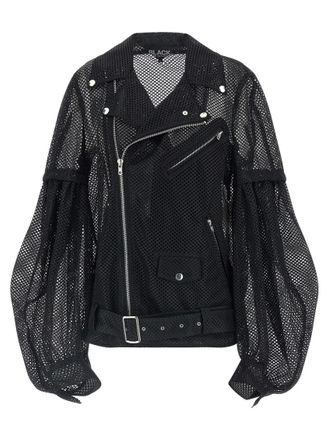 Comme Des Gar&ccedil;ons Black Balloon Sleeve Mesh Jacket