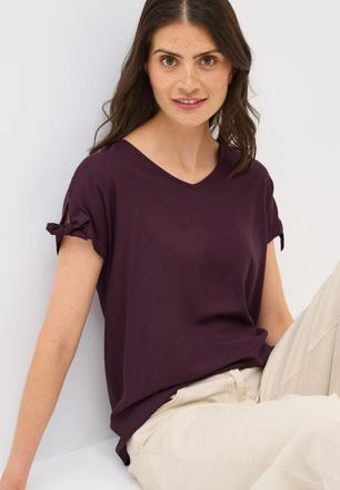 Cecil T-Shirt CECIL, Damen, Gr. M (40), rot (mulberry rot), Web, Obermaterial: 100% Viskose, unifarben, normal h&uuml;ftbedeckend, V-Ausschnitt, Shirts T-Shirt, 