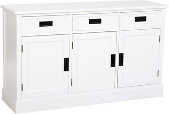Wanderlust Deco Aparador De Madera Blanco Con 3 Puertas Y 3 Cajones 135x40x80.5h Cm