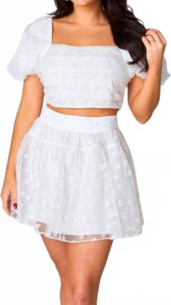 BuddyLove Daisy Eyelet Top & Skirt Set In White