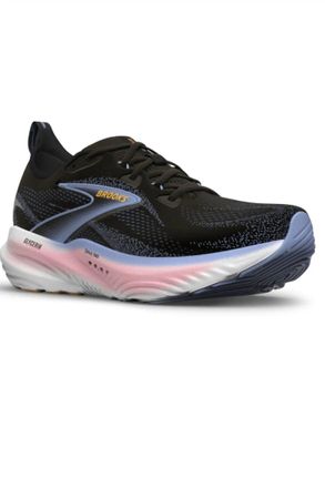 Brooks Womens Glycerin 22 Shoes In Black/blue Heron/orange