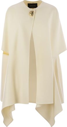 Fabiana Filippi Double Cashemere Coat With Jewelled Button