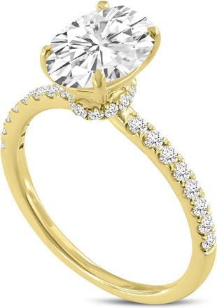 LuvMyJewelry Adriana 14K Yellow Gold Oval Lab Grown Diamond Hidden Halo Engagement Ring - 2.34 Ct
