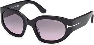 Tom Ford Arizona 53mm Gradient Rectangular Sunglasses in Black /Smoke To Purple Lens at Nordstrom