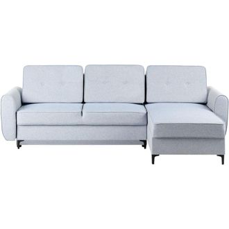 Beliani Beliani - Left Hand Fabric Corner Sofa Bed with Storage Polyester Fabric Cushion Back Blue Simris