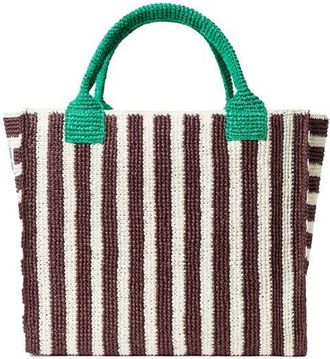 Loeffler Randall Sol Crochet Beach Bag in Green/brown/white Stripe at Nordstrom