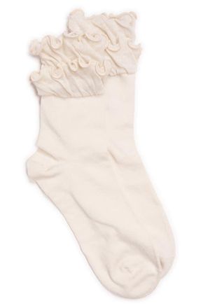 Muk Luks Ruffle Crew Socks in Ivory at Nordstrom