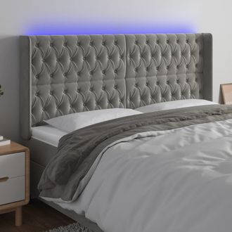 vidaXL Cabecero Con Led De Terciopelo Gris Claro 183x16x118/128 Cm Vidaxl