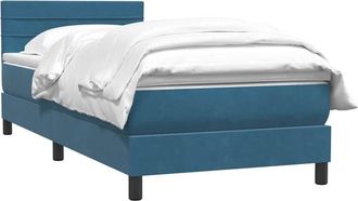 vidaXL Cama Box Spring Con Colch&oacute;n Terciopelo Azul Oscuro 90x210 Cm Vidaxl