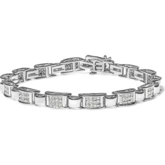 House of Brilliance 14K White Gold 2.00 Cttw Princess Diamond Invisible Set Link Bracelet at Nordstrom