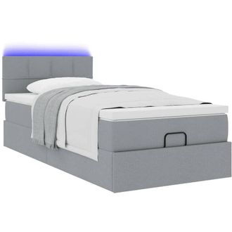 vidaXL Cama Otomana Con Colch&oacute;n Gris Claro 100x200 Cm Tela Vidaxl