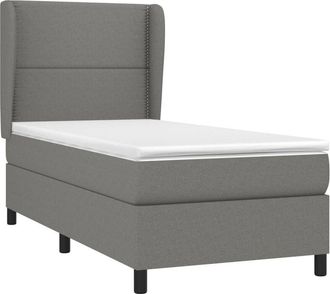 vidaXL Vidaxl - Cama Box Spring Con Colch&oacute;n Tela Gris Oscuro 90x190 Cm