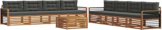 vidaXL Conjunto De Sof&aacute;s De Exterior 9 Uds. Natural Y Antracita Vidaxl