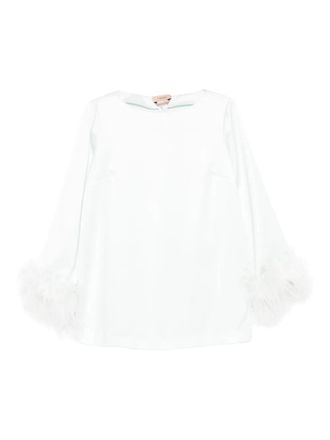 Twin-Set feather-trim blouse - Green