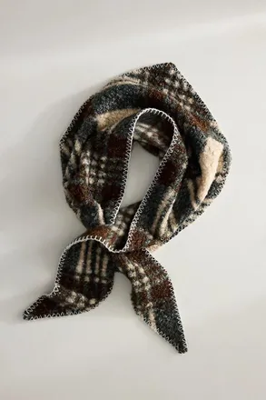 Terrain Plaid Sherpa Triangle Scarf