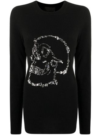 Philipp Plein embellished skull jumper - women - Polyamide/Lyocell/Cashmere/Wool - M - Black