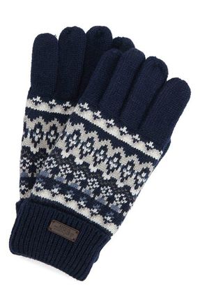Barbour Marlow Fair Isle Wool-Blend Knit Gloves in Navy at Nordstrom
