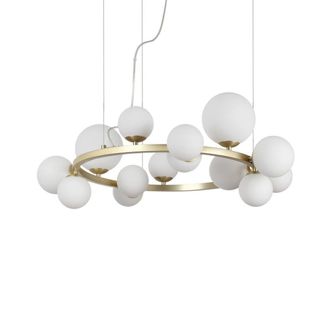 Netlighting Perlage 14 Light Round Globe Pendant Ceiling Light Brass in Yellow
