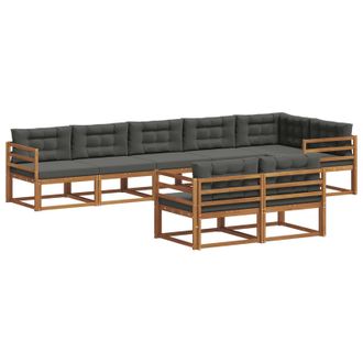 vidaXL Conjunto De Sof&aacute;s De Exterior 8 Pcs Natural Y Antracita Vidaxl