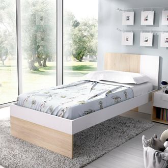 Dmora Dmora - Cama Infantil Duranno, Estructura Con Segunda Cama Nido, Cama Individual Para Dormitorio, 196x97h79 Cm, Blanco Y Roble