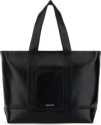 Alexander McQueen Black Leather Shopping Bag