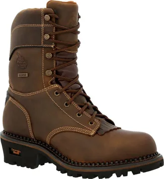 Georgia Boot Amp Lt Logger Composite Toe Insulated Waterproof Work Boot in Brown at Nordstrom, Size 10.5