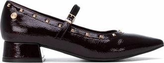Xti Womens Patent Leather Low-Heel Mary Jane Shoes In Burgundy