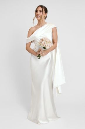 Six Stories Drape One Shoulder Bridesmaid Dress in Ivory at Nordstrom, Size 2