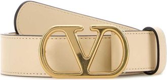 Valentino Garavani Beige VLogo Signature Buckle Belt