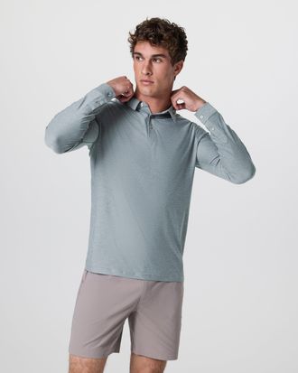 Vuori Clothing Long Sleeve Strato Tech Polo | Dusty Blue Heather | Medium