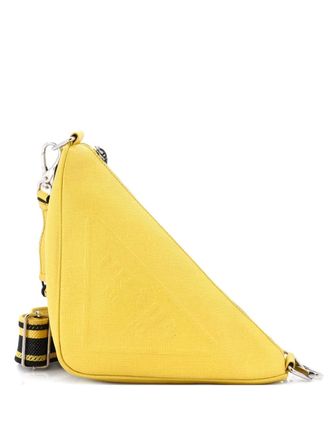 Prada Triangle Logo Zip Saffiano Leather Small crossbody bag - Geel