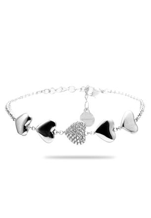 Freddy Bracciale in acciaio argentato con cuori e strass