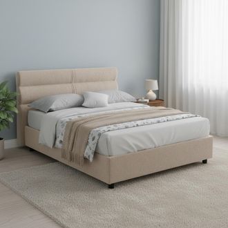 Dmora Cama Doble Briatico, Matrimonio Con Colch&oacute;n Incluido, Desenfundable Hecho En Italia, Con Almacenamiento, Gris Taupe Taupe