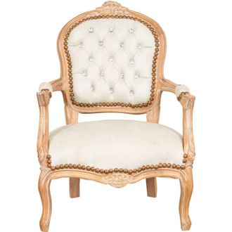 Biscottini International Biscottini - Childrens wooden kitchen and dining chair Childrens armchair with armrests 72x50x49 cm Padded bedroom armchair French Style