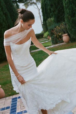 Watters Marlowe Strapless Lace Corset Wedding Gown