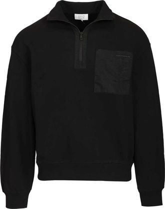 Maison Kitsun&eacute; Half-Zip Nylon Pocket Sweatshirt - Heren - Vesten met rits - Zwart - XL - Nylon - Hoodies & sweatvesten