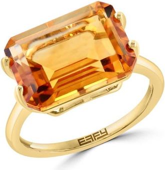 Effy 14K Yellow Gold Citrine Emerald Cut Solitaire Statement Ring in 14K Gold at Nordstrom, Size 7