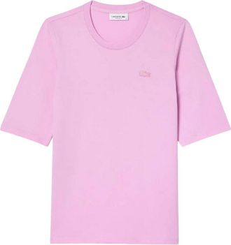 Lacoste Dames/Dames Katoen Zacht 3/4 Mouwen T-shirt (Roze)