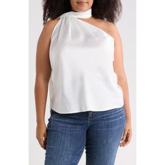 Renee C Scarf Detail One Shoulder Top in Ivory at Nordstrom Rack, Size 2X