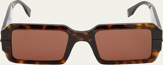 Fendi Mens Raised Logo Rectangle Sunglasses