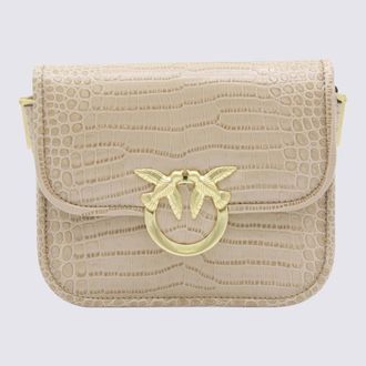 Pinko Beige Leather Crossbody Bag