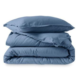 Bare Home 100% Cotton Flannel Duvet Cover & Sham Set in Coronet Blue at Nordstrom, Size Queen