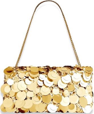 Paco Rabanne Womens Baguette Shoulder Bag Sparkle Gold Leather